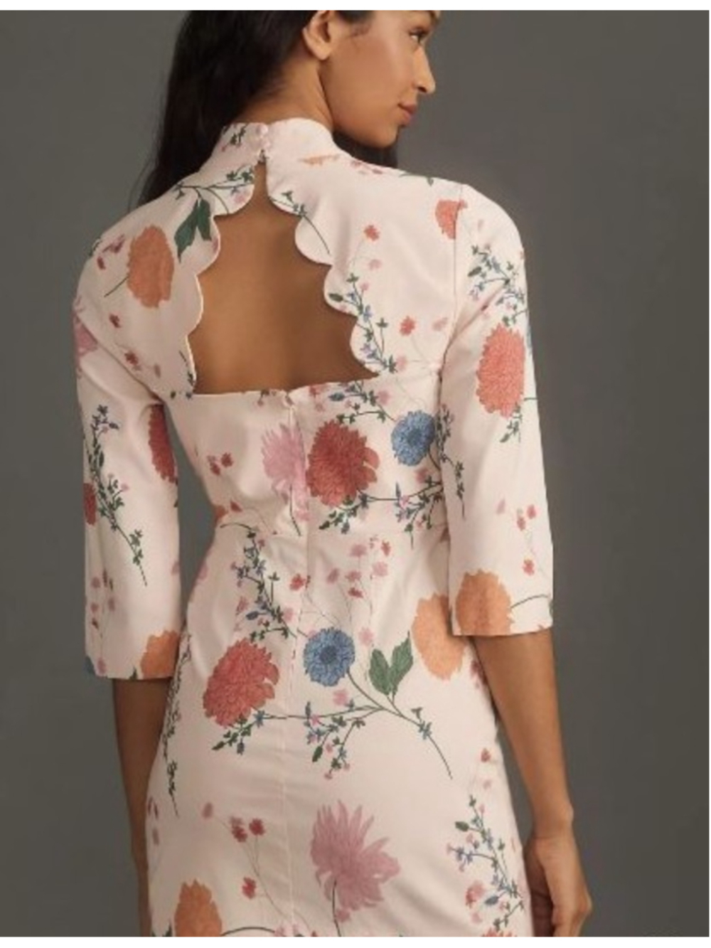 Maeve by Anthropologie Mock-Neck Stretch Shift Scallop Mini Dress XS 2